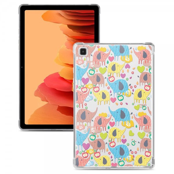 Samsung Galaxy Tab A7 -kuori, jossa värikkäitä norsuja