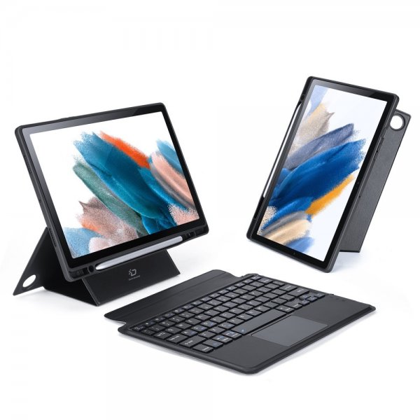 Dux Ducis Samsung Galaxy Tab A8 -kotelo irrotettavalla näppäimistöllä, musta