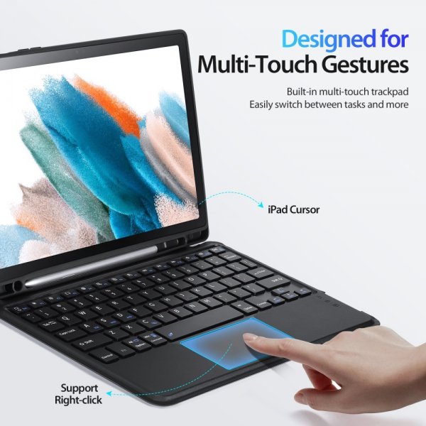 Dux Ducis Samsung Galaxy Tab A8 -kotelo irrotettavalla näppäimistöllä, musta