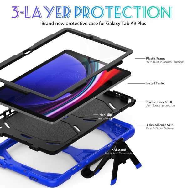 Samsung Galaxy Tab A9 Plus/Tab A11 Plus Kuori Heavy Duty Armor Sininen