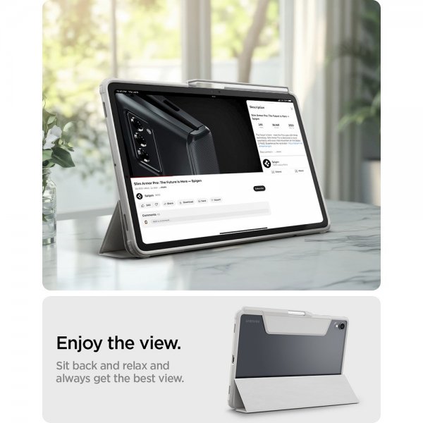 Spigen Samsung Galaxy Tab S11 Ultra Hybrid Pro -suojakuori, harmaa