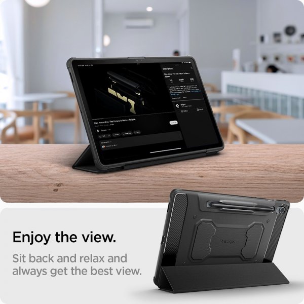 Spigen Samsung Galaxy Tab S9 FE Kotelo Rugged Armor Pro, musta