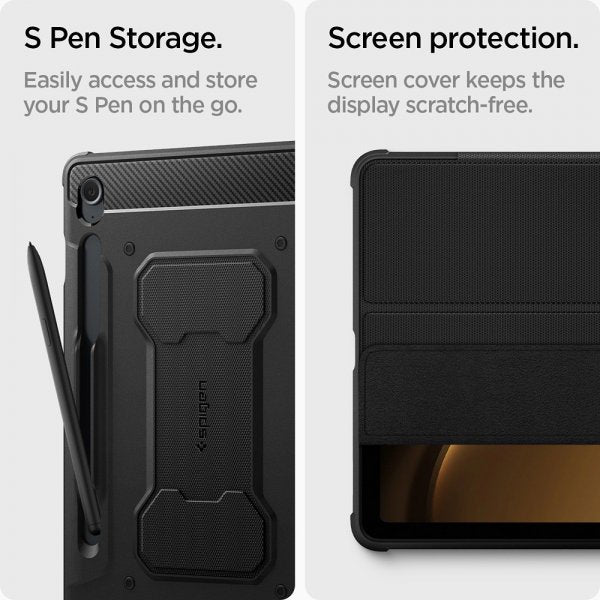 Spigen Samsung Galaxy Tab S9 FE Kotelo Rugged Armor Pro, musta
