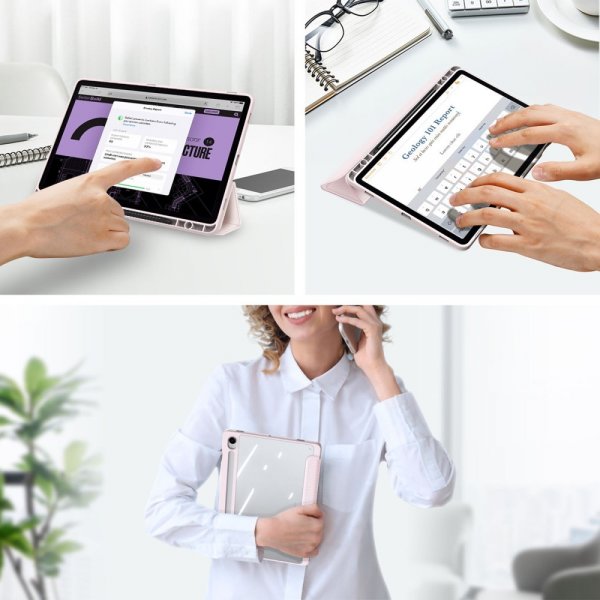 Dux Ducis Samsung Galaxy Tab S9 FE -kotelo, TOBY-sarja, vaaleanpunainen