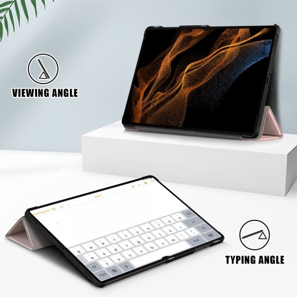 Samsung Galaxy Tab S9 Ultra Suojakuori Kolmiosainen Ruusukulta