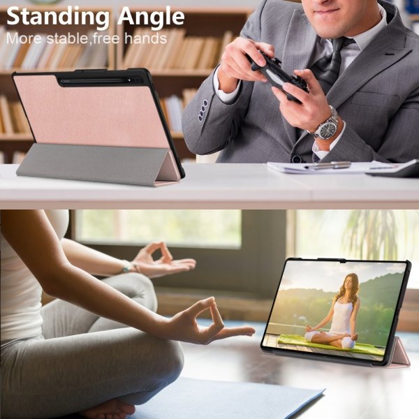 Samsung Galaxy Tab S9 Ultra Suojakuori Kolmiosainen Ruusukulta