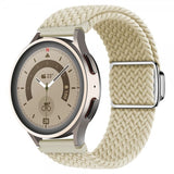 Samsung Galaxy Watch 20mm Ranneke Punottu Nylon Luonnonvalkoinen