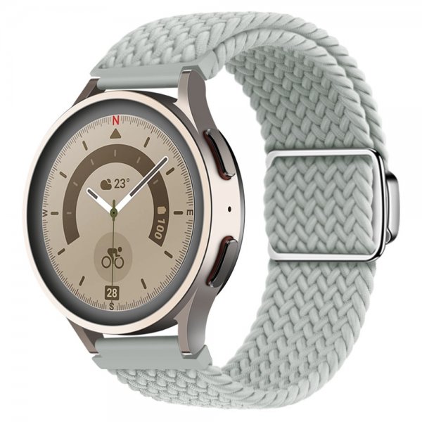 Samsung Galaxy Watch 20mm Ranneke Punottu Nylon Vaaleanharmaa