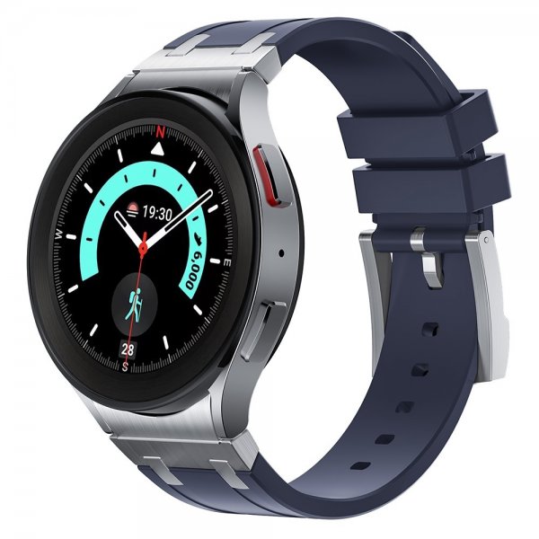 Samsung Galaxy Watch 20 mm ranneke silikonia, hopeasolki, sininen