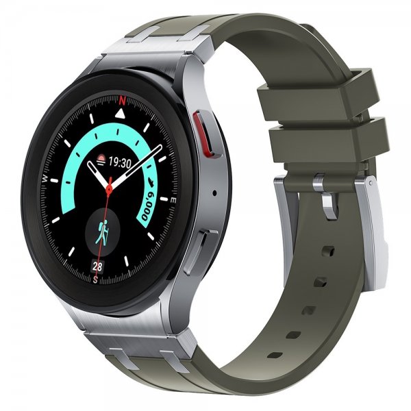 Samsung Galaxy Watch 20 mm Silikoniranneke hopeansoljella, vihreä