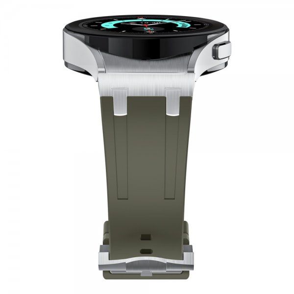 Samsung Galaxy Watch 20 mm Silikoniranneke hopeansoljella, vihreä