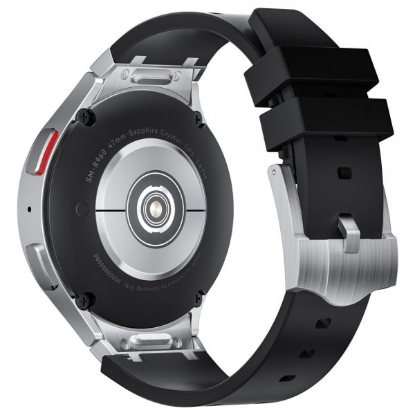 Samsung Galaxy Watch 20mm Silikoniranneke Hopeasolki Musta
