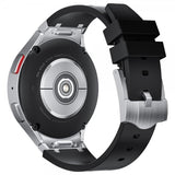Samsung Galaxy Watch 20mm Silikoniranneke Hopeasolki Musta