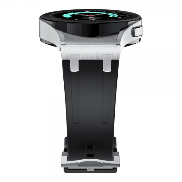 Samsung Galaxy Watch 20mm Silikoniranneke Hopeasolki Musta