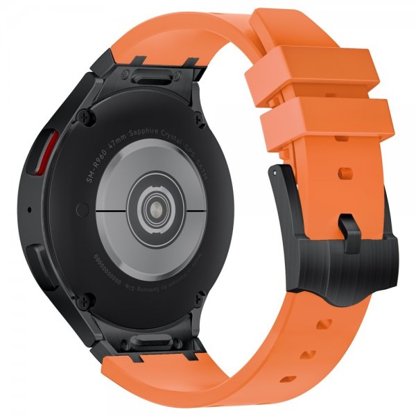 Samsung Galaxy Watch 20 mm Silikoniranneke, musta solki, oranssi