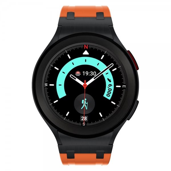 Samsung Galaxy Watch 20 mm Silikoniranneke, musta solki, oranssi