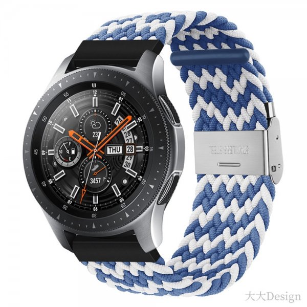 Samsung Galaxy Watch 20 mm ranneke nylon sininen valkoinen