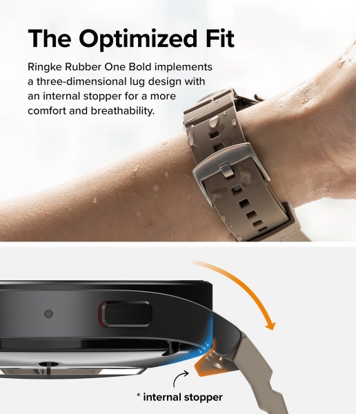 Ringke Samsung Galaxy Watch 20mm hihna Rubber One Bold Band, harmaa hiekka
