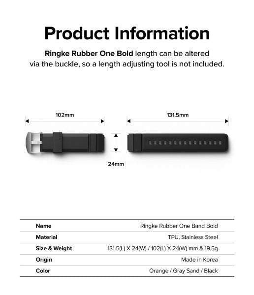 Ringke Samsung Galaxy Watch 20mm ranneke kumi One Bold Band musta