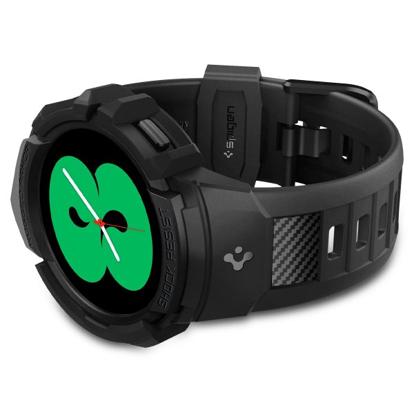 Spigen Samsung Galaxy Watch 4/5 40mm Suojakuori ja ranneke Rugged Armor Pro Musta