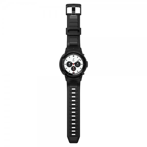 Spigen Samsung Galaxy Watch 4 Classic 42mm Kuori rannekkeella Rugged Armor Pro Musta