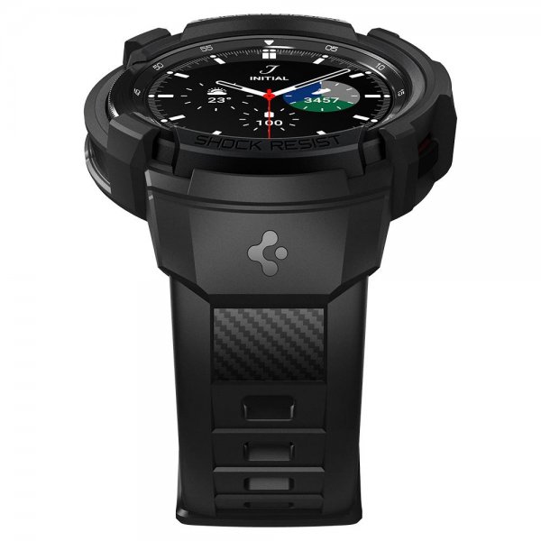 Spigen Samsung Galaxy Watch 4 Classic 46mm -kuori rannekkeella Rugged Armor Pro Musta
