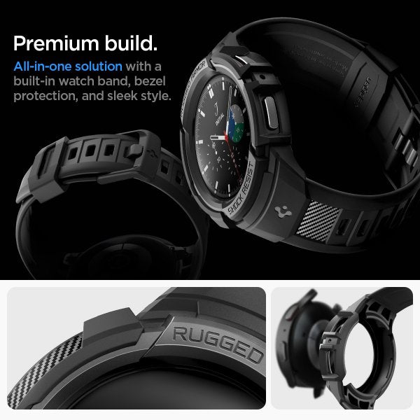 Spigen Samsung Galaxy Watch 5 Pro 45mm Kuori ja ranneke Rugged Armor Pro Musta