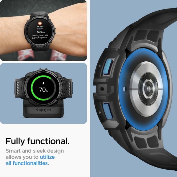 Spigen Samsung Galaxy Watch 6 40mm Suojakuori ja ranneke Rugged Armor Pro Musta