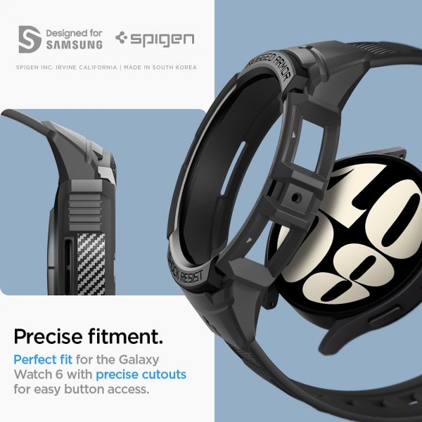 Spigen Samsung Galaxy Watch 6 40mm Suojakuori ja ranneke Rugged Armor Pro Musta