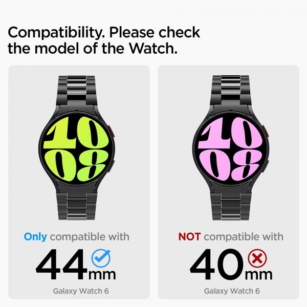 Spigen Samsung Galaxy Watch 6 44mm ranneke Modern Fit 316L musta