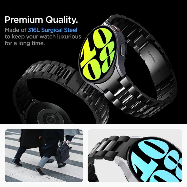 Spigen Samsung Galaxy Watch 6 44mm ranneke Modern Fit 316L musta