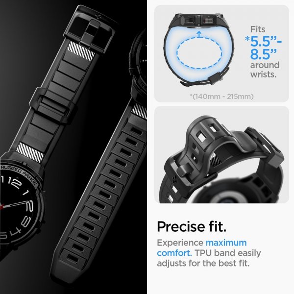 Spigen Samsung Galaxy Watch 6 Classic 47mm Kuori ja ranneke Rugged Armor Pro Musta