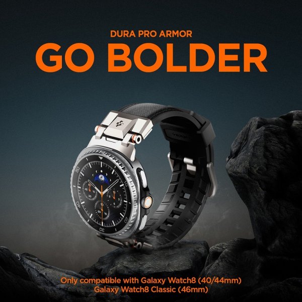Spigen Samsung Galaxy Watch 8 40/44mm/Classic 46mm -ranneke DuraPro Armor musta