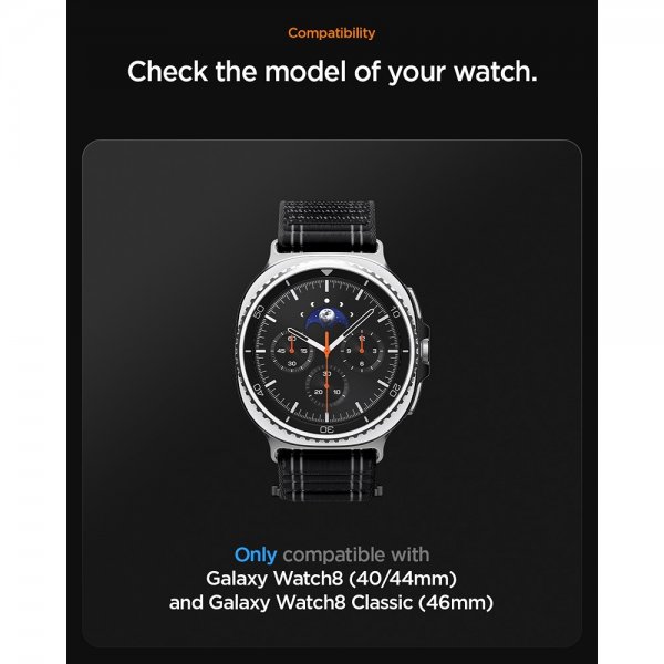 Spigen Samsung Galaxy Watch 8 40/44mm/Classic 46mm ranneke WBF0 Musta