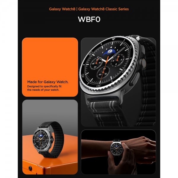 Spigen Samsung Galaxy Watch 8 40/44mm/Classic 46mm ranneke WBF0 Musta