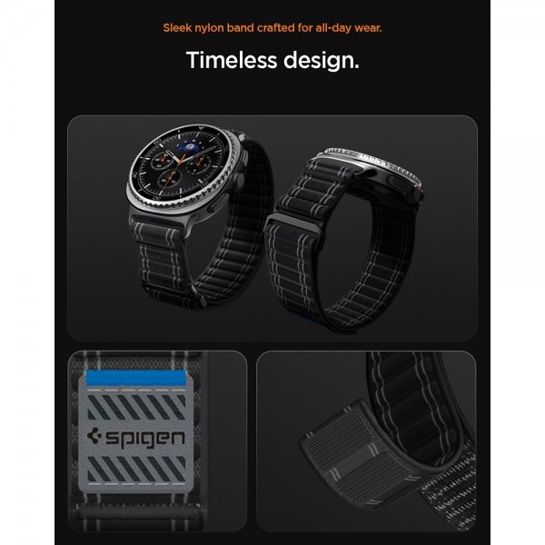 Spigen Samsung Galaxy Watch 8 40/44mm/Classic 46mm ranneke WBF0 Musta