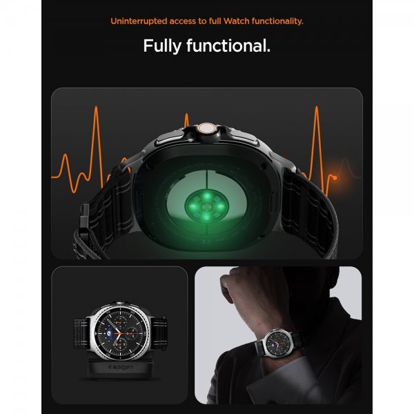 Spigen Samsung Galaxy Watch 8 40/44mm/Classic 46mm ranneke WBF0 Musta