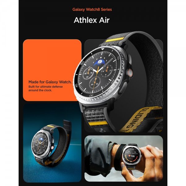 Spigen Samsung Galaxy Watch 8 40/44mm/Classic 46mm ranneke Athlex Air Active musta