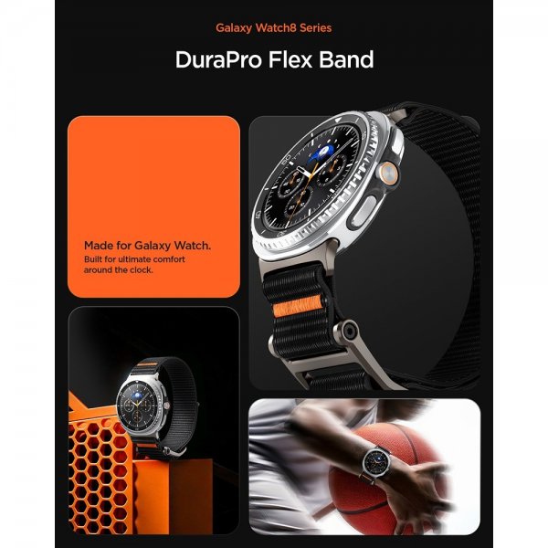 Spigen Samsung Galaxy Watch 8 40/44mm/Classic 46mm -ranneke DuraPro Flex Musta
