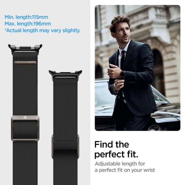 Spigen Samsung Galaxy Watch 8 40/44mm/Classic 46mm ranneke Lite Fit musta