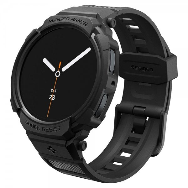 Spigen Samsung Galaxy Watch 8 44mm ranneke ja suojakotelo Rugged Armor Pro Matte Black