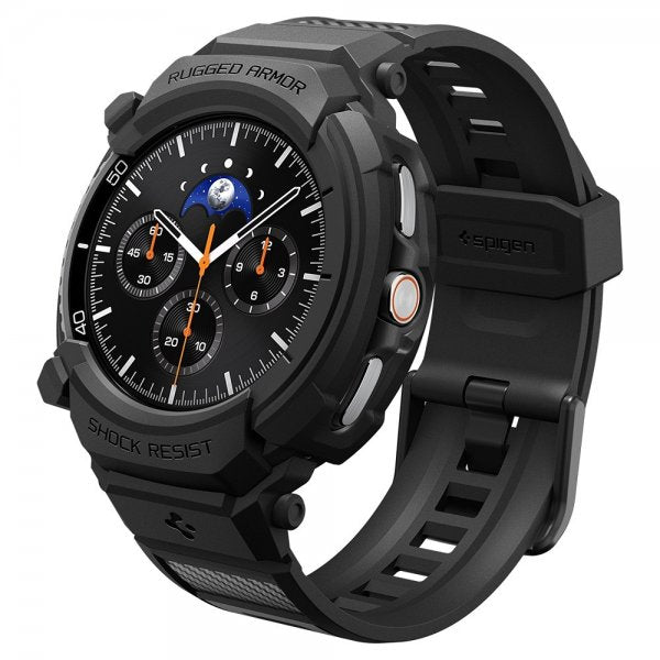 Spigen Samsung Galaxy Watch 8 Classic 46mm ranneke ja suojakotelo Rugged Armor Pro Matte Black