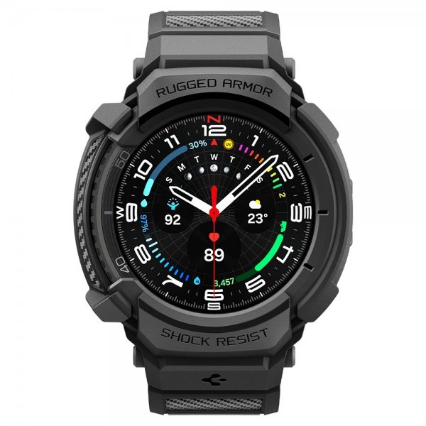 Spigen Samsung Galaxy Watch 8 Classic 46mm ranneke ja suojakotelo Rugged Armor Pro Matte Black