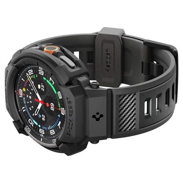 Spigen Samsung Galaxy Watch 8 Classic 46mm ranneke ja suojakotelo Rugged Armor Pro Matte Black