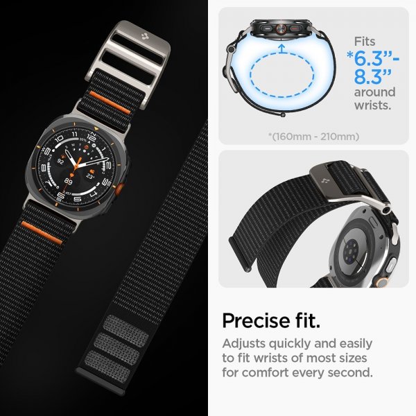 Spigen Samsung Galaxy Watch Ultra -ranneke DuraPro Flex, musta