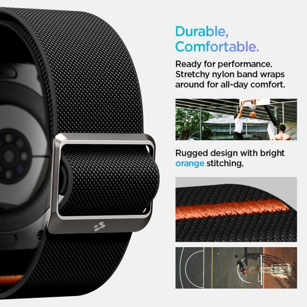Spigen Samsung Galaxy Watch Ultra -ranneke Lite Fit, musta