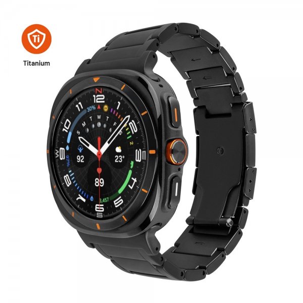 Kiinteä Samsung Galaxy Watch Ultra -ranneke titaaniranneke, musta