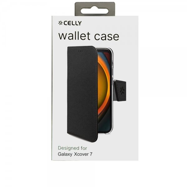 Celly Samsung Galaxy XCover 7 suojakotelo Wally Wallet Case, musta