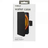 Celly Samsung Galaxy XCover 7 suojakotelo Wally Wallet Case, musta