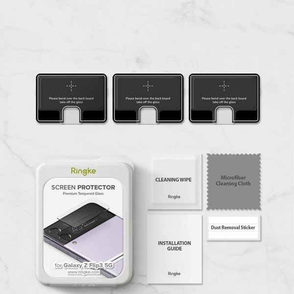 Ringke Samsung Galaxy Z Flip 3 -näytönsuoja Cover Display Protector Glass, 3 kpl